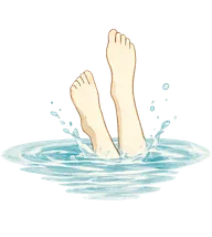 Feet diving into pool