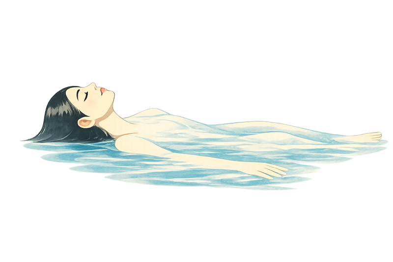 Woman floating peacefully in pool